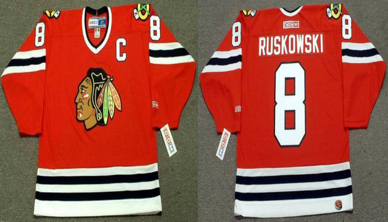 2019 Men Chicago Blackhawks #8 Ruskowski red CCM NHL jerseys->chicago blackhawks->NHL Jersey